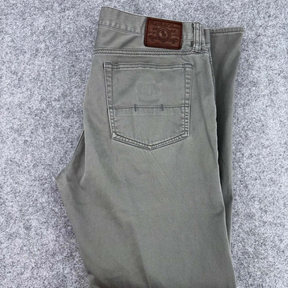 Polo Ralph Lauren Stretch Slim Straight Fit Pants Mens 33/32 Green Gray 33x32